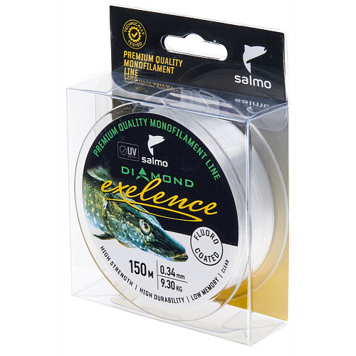 Леска моно. Salmo Diamond EXELENCE FLUORO COATED Clear 150/034