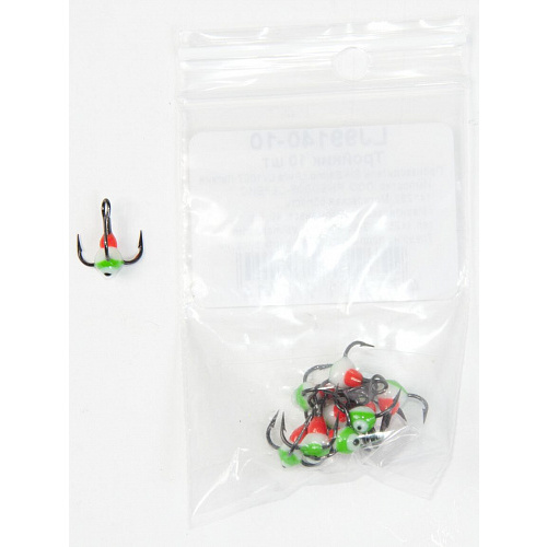 Крючок-тройник для приманок Lucky John с каплей цвет. разм.014/10