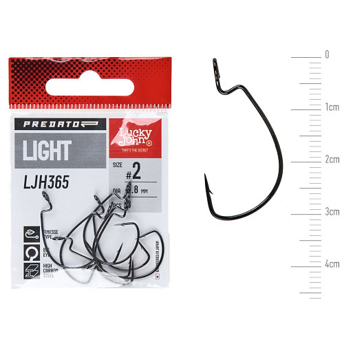 Крючки офсетные Lucky John PREDATOR сер. LJH365 LIGHT разм.002 8шт.