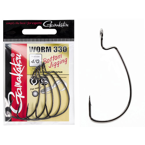 Крючки офсетные Gamakatsu Worm 330 BOTTOM JIGGING HOOKS разм. 4/0 5шт.