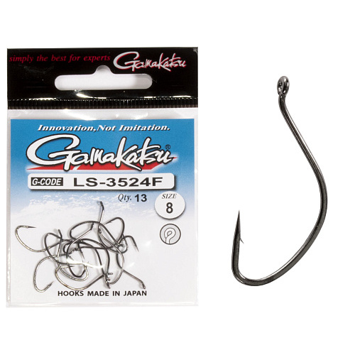 Крючки Gamakatsu LS-3524F NEW LABEL EYED HOOKS BLACK разм. 08 13шт.