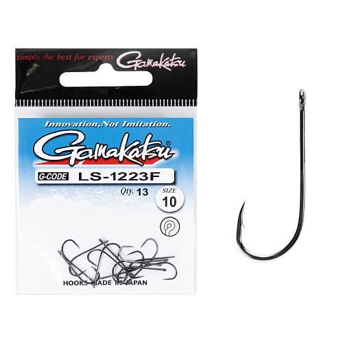 Крючки Gamakatsu LS-1223F NEW LABEL EYED HOOKS BLACK разм. 10 13шт.