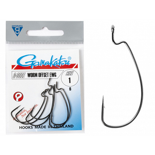 Крючки офсетные Gamakatsu Worm OFFSET EWG HOOKS BLACK разм. 01 6шт.