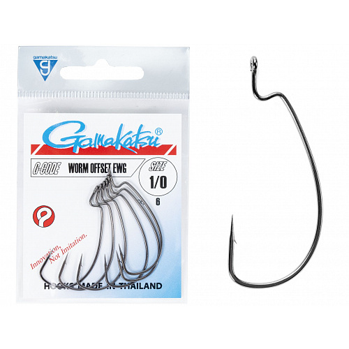 Крючки офсетные Gamakatsu Worm OFFSET EWG HOOKS BLACK разм. 1/0 6шт.
