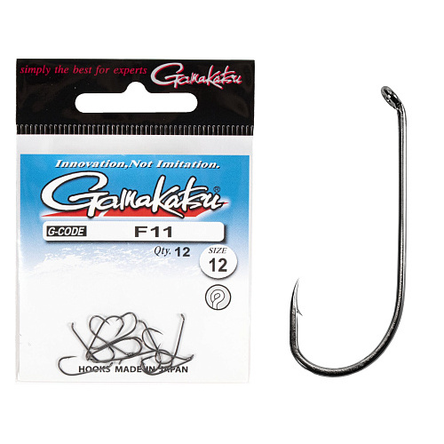 Крючки Gamakatsu F11 NEW LABEL HOOKS BLACK разм. 12 12шт.
