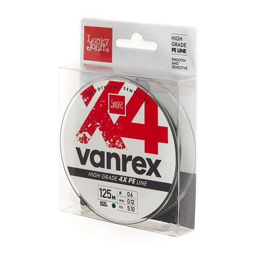 Шнур плетёный Lucky John Vanrex х4 BRAID Moss Green 125/012
