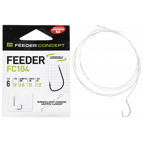 Крючки с поводком FC FEEDER сер. FC104 70см, разм.006, 0,16мм 10шт.