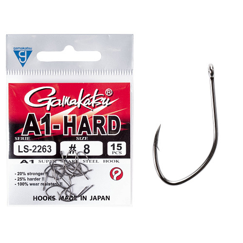 Крючки Gamakatsu A1 LS-2263 EYED HOOKS BLACK  разм. 08 15шт.