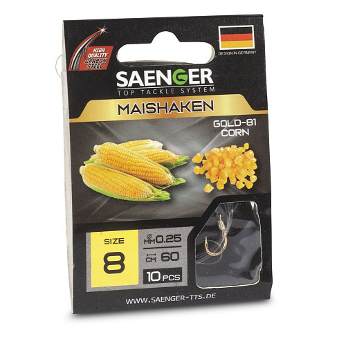 Крючки с поводком Saenger КУКУРУЗА/MAISHAKEN G-81 08-0.25мм 60см 10шт.