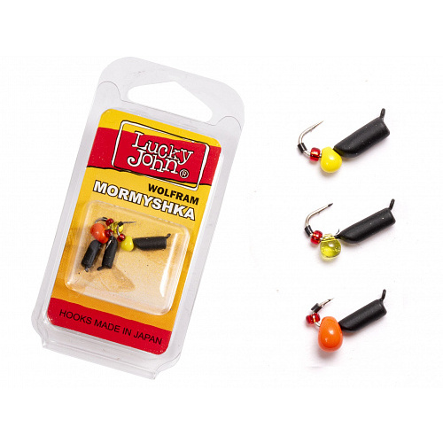 Мормышки вольфрамовые Lucky John с петелькой 3шт набор СТОЛБИК безнасадочный блистер