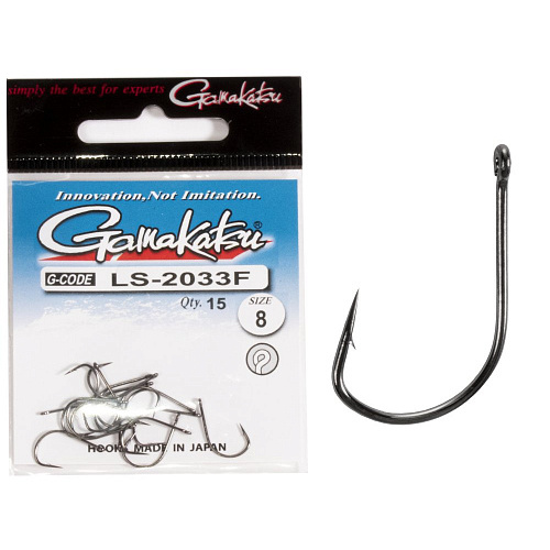 Крючки Gamakatsu LS-2033F NEW LABEL EYED HOOKS BLACK разм. 08 15шт.