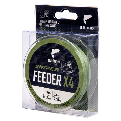 Шнур плетёный Salmo Sniper х4 FEEDER BRAID Army Green 150/012