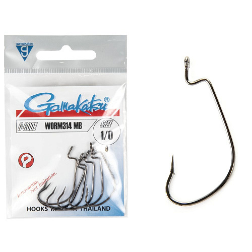 Крючки офсетные Gamakatsu Worm 314 HOOKS разм. 1/0 6шт.