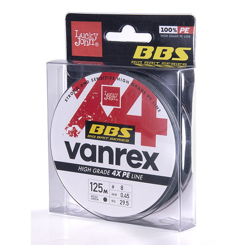 Шнур плетёный Lucky John Vanrex BBS х4 BRAID Moss Green 125/045