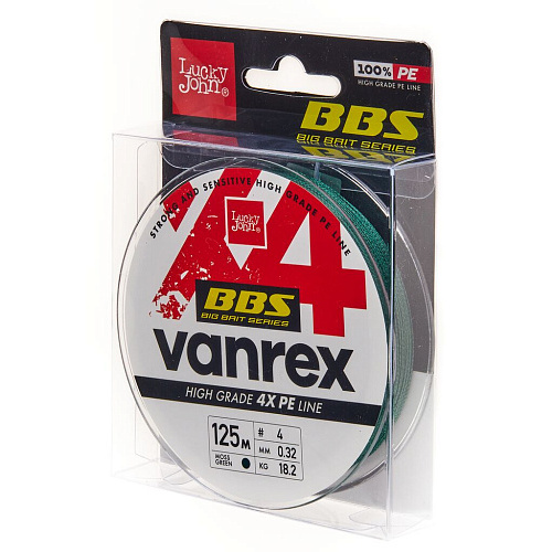 Шнур плетёный Lucky John Vanrex BBS х4 BRAID Moss Green 125/032