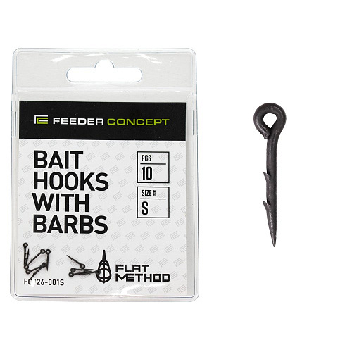 Шипы для бойлов/приманок Feeder Concept Flat Method BAIT HOOKS WITH BARBS р,001S 10шт.