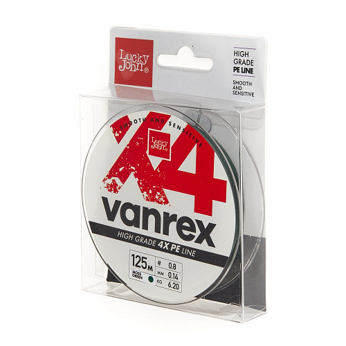 Шнур плетёный Lucky John Vanrex х4 BRAID Moss Green 125/014
