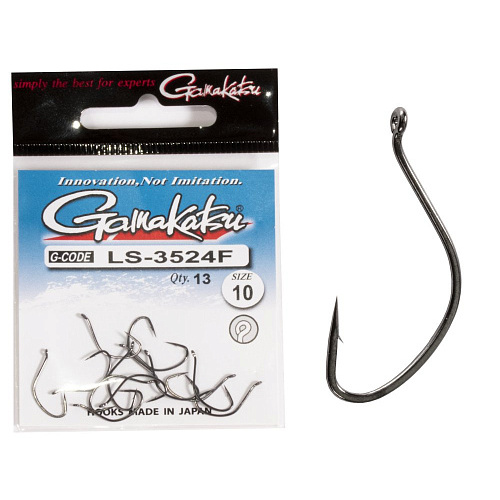 Крючки Gamakatsu LS-3524F NEW LABEL EYED HOOKS BLACK разм. 10 13шт.
