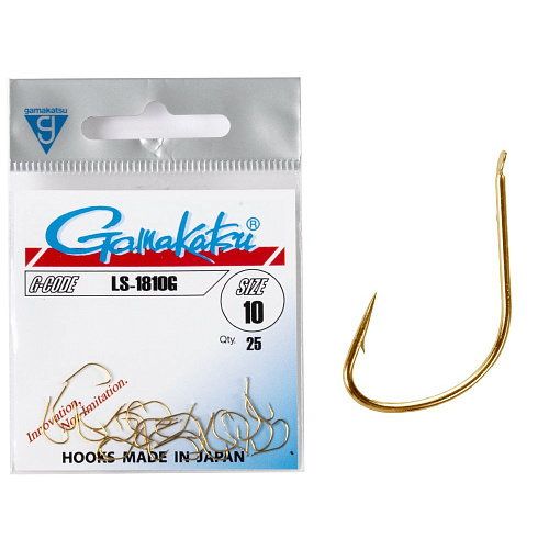 Крючки Gamakatsu LS-1810G HOOKS GOLD разм. 10 25шт.