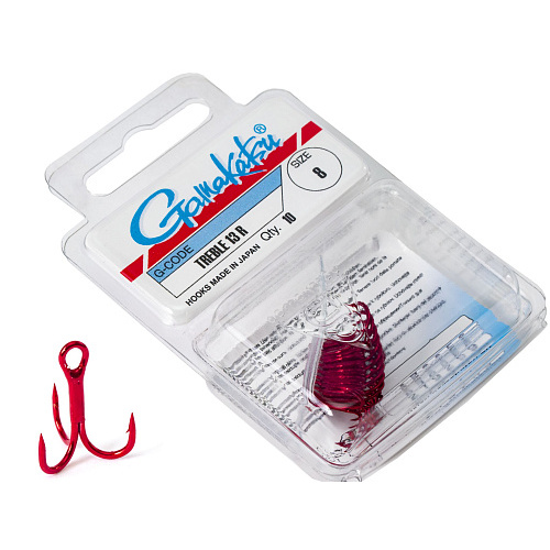 Крючки-тройники Gamakatsu 13R TREBLE HOOKS RED разм. 08 10шт.