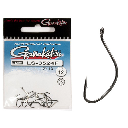 Крючки Gamakatsu LS-3524F NEW LABEL EYED HOOKS BLACK разм. 12 13шт.