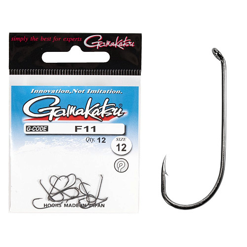 Крючки Gamakatsu F11 NEW LABEL HOOKS BLACK разм. 12 12шт.