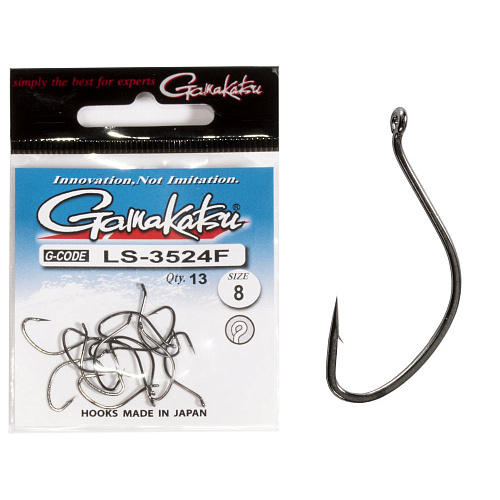 Крючки Gamakatsu LS-3524F NEW LABEL EYED HOOKS BLACK разм. 08 13шт.