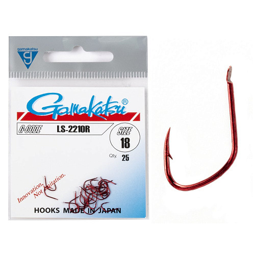 Крючки Gamakatsu LS-2210R HOOKS RED разм. 18 25шт.