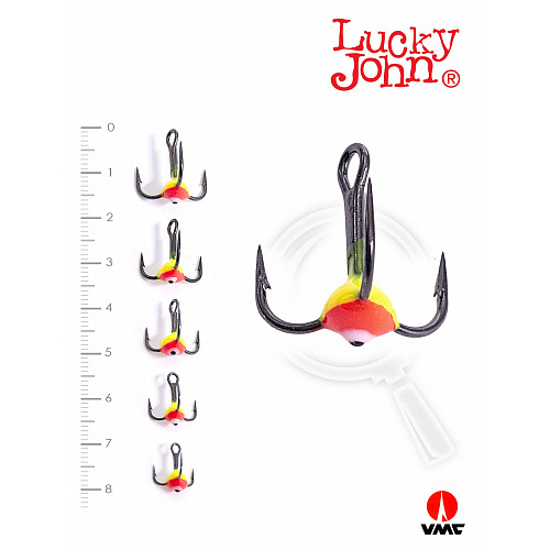 Крючоки-тройники для приманок Lucky John 03SET с каплей цвет. 5шт. набор