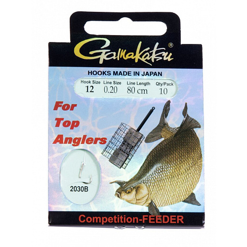 Крючки с поводком Gamakatsu Booklet FEEDER STR 2030B разм. 12-0.20мм 80см 10шт.