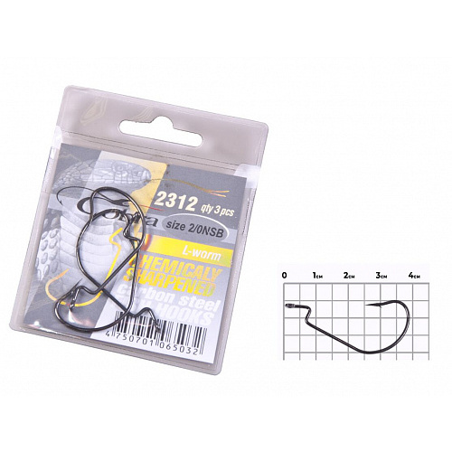 Крючки офсетные Cobra L-WORM сер.2312NSB разм.002/0 3шт.