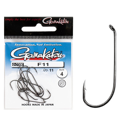 Крючки Gamakatsu F11 NEW LABEL HOOKS BLACK разм. 04 11шт.