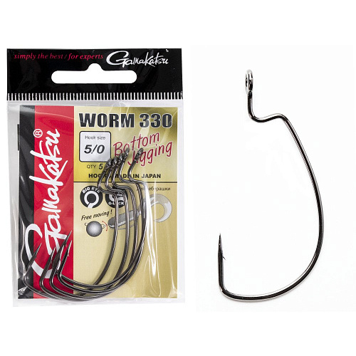 Крючки офсетные Gamakatsu Worm 330 BOTTOM JIGGING HOOKS разм. 5/0 5шт.