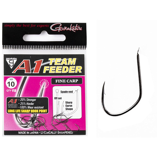 Крючки Gamakatsu A1 Team Feeder HOOKS FINE CARP разм. 10 15шт.