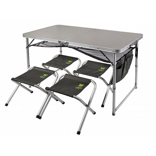 Стол складной Norfin RUNN NF алюминиевый 120x60 +4 стула набор