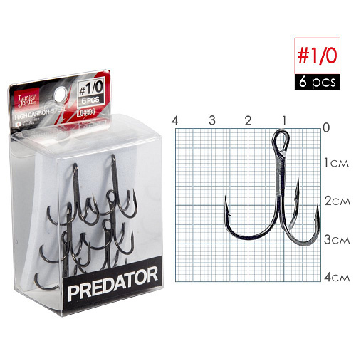 Крючки-тройники Lucky John PREDATOR сер. LJH234 разм.K01 6 шт.