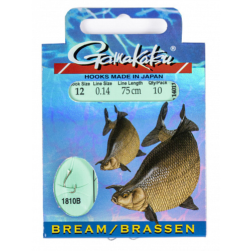 Крючки с поводком Gamakatsu Booklet BR. FEEDER 1810B разм. 12-0.14мм 75см 10шт.