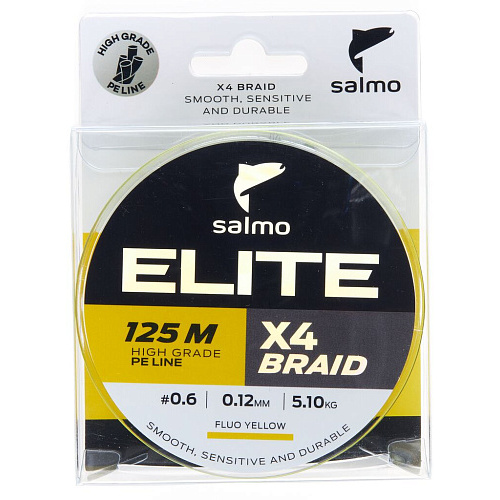 Шнур плетёный Salmo Elite х4 BRAID Fluo Yellow 125/012