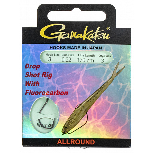 Крючки с поводком Gamakatsu Booklet DROPSHOT WORM39 разм. 03-0.22мм 170см 3шт.