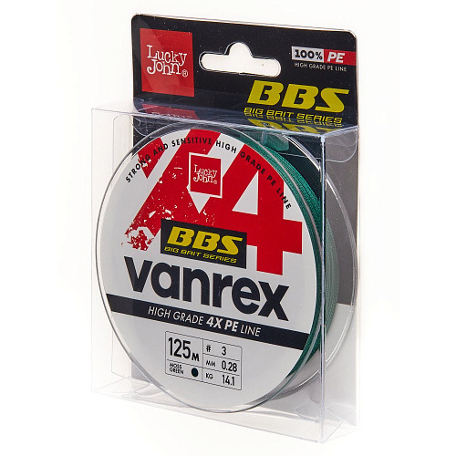 Шнур плетёный Lucky John Vanrex BBS х4 BRAID Moss Green 125/028