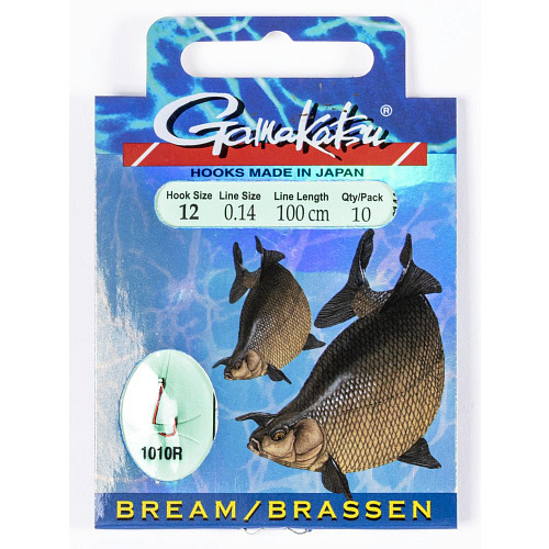 Крючки с поводком Gamakatsu Booklet BREAM 1010R разм. 12-0.14мм 100см 10шт.