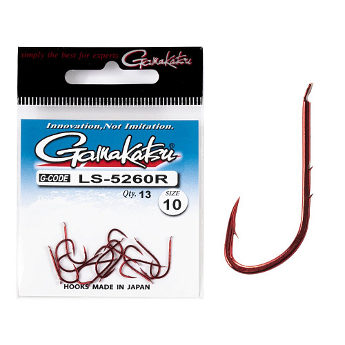 Крючки Gamakatsu LS-5260R NEW LABEL HOOKS RED разм. 10 13шт.