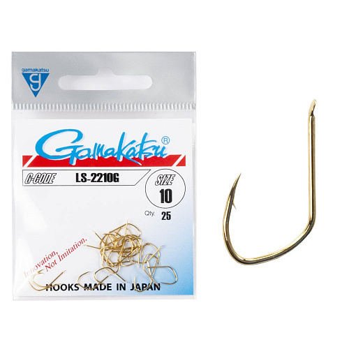 Крючки Gamakatsu LS-2210G HOOKS GOLD разм. 10 25шт.