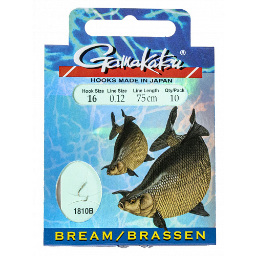 Крючки с поводком Gamakatsu Booklet BR. FEEDER 1810B разм. 16-0.12мм 75см 10шт.