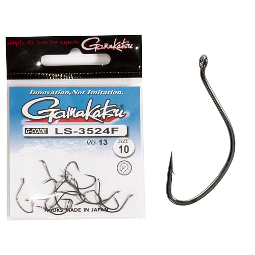 Крючки Gamakatsu LS-3524F NEW LABEL EYED HOOKS BLACK разм. 10 13шт.