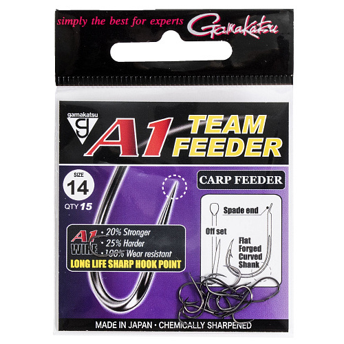 Крючки Gamakatsu A1 Team Feeder HOOKS CARP FEEDER разм. 14 15шт.