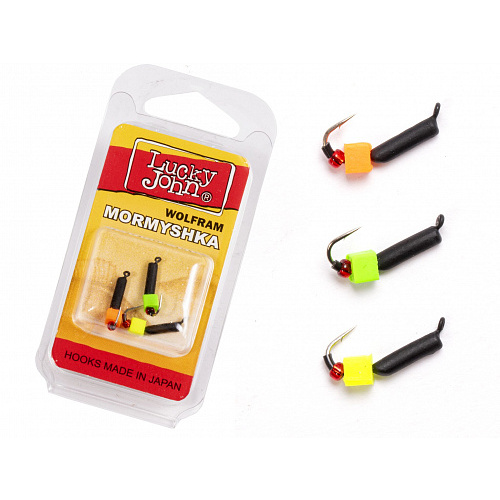 Мормышки вольфрамовые Lucky John с петелькой 3шт набор СТОЛБИК безнасадочный блистер