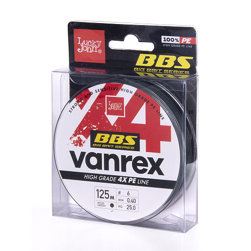 Шнур плетёный Lucky John Vanrex BBS х4 BRAID Moss Green 125/040