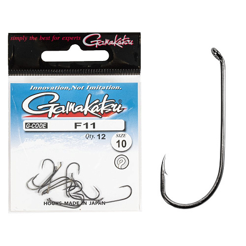 Крючки Gamakatsu F11 NEW LABEL HOOKS BLACK разм. 10 12шт.