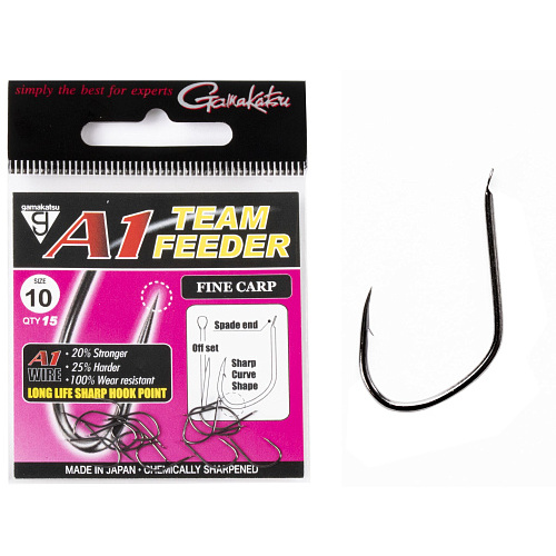 Крючки Gamakatsu A1 Team Feeder HOOKS FINE CARP разм. 10 15шт.